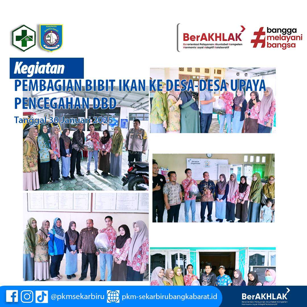 Pendistribusian Bibit Ikan Nila dari Siswa-Siswi Magang SMKN 1 Parittiga di Puskesmas Sekar Biru Untuk Pencegahan DBD